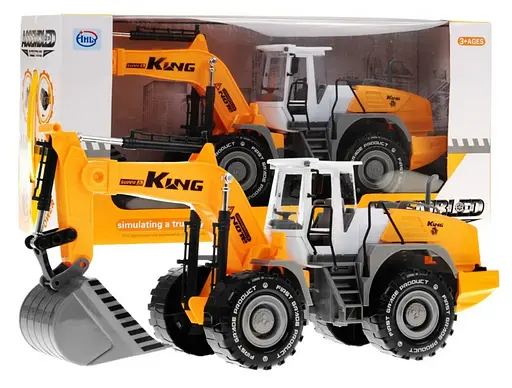 Детский экскаватор-погрузчик Ramiz с подвижным ковшом и открывающим капотом 46 см.