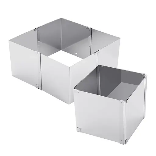 Набір із 6 розсувних квадратних форм для випікання та збирання тортів (квадрат для торта) 15-28 см різної висоти, Master Class Сірий 87135 - фото 3