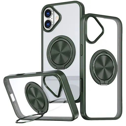 Чохол Epik TPU+PC Metal Ring with MagSafe для Apple iPhone 16, 6.1 Зелений - фото 1