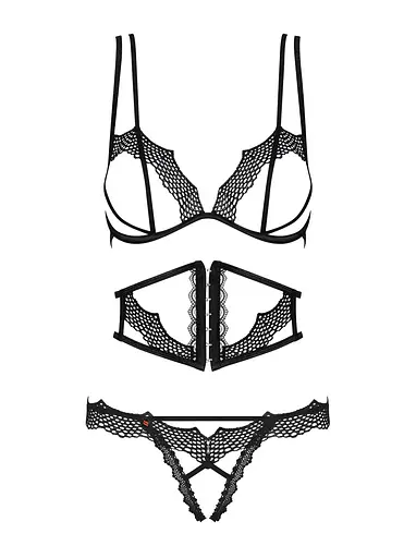 Комплект білизни Obsessive Bravelle L/XL чорний - фото 5