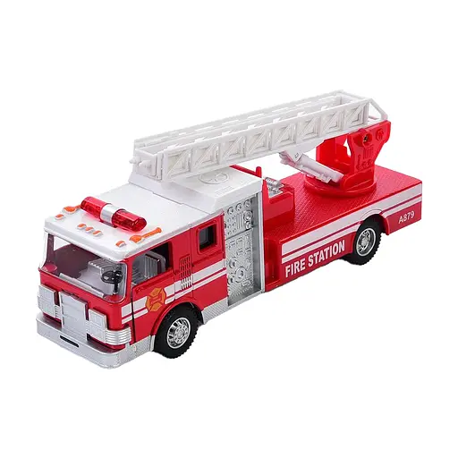 Пожарная машина, XG879-105A, металл, 17 см, с музыкальными и световыми эффектами (В ассортименте)