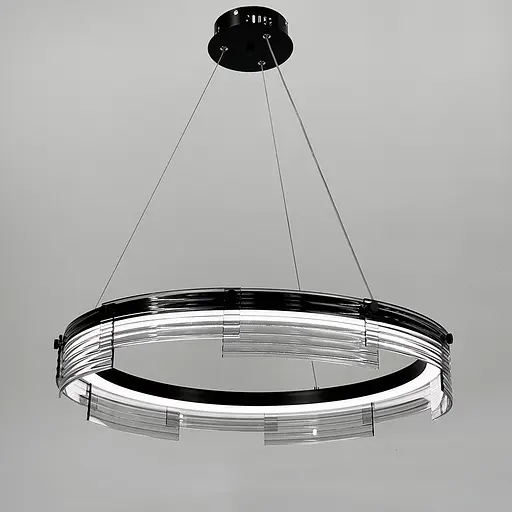 Люстра із підвісним чорним кільцем з графітовими пластинами Ø 60 см | Арт. MJ 231-600 BK | Line F - фото 7