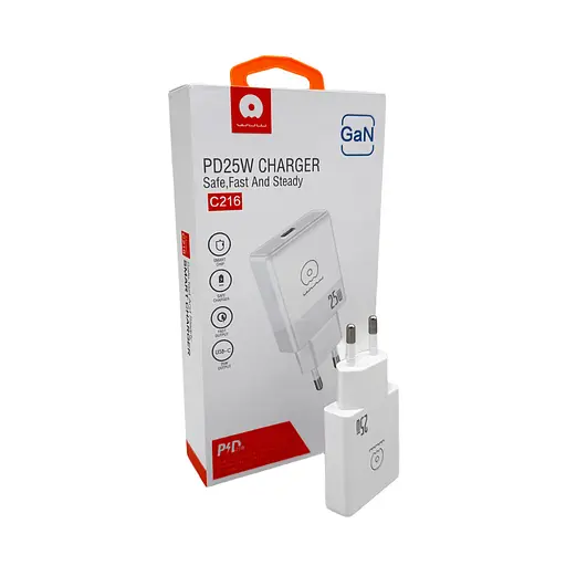 Мережевий зарядний пристрій WUW-C216 25W Gan ChargerUSB C білий - фото 3