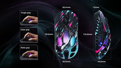 Миша GravaStar Mercury X Pro 8K BT/WL/USB-A RGB Neon Graffiti (GS_X_PRO_CG_BLK) - фото 12