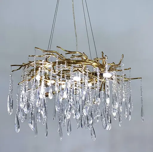 Люстра в золотистом корпусе с подвесными хрустальными элементами Ст. MD 6006 GD | Line F - фото 3