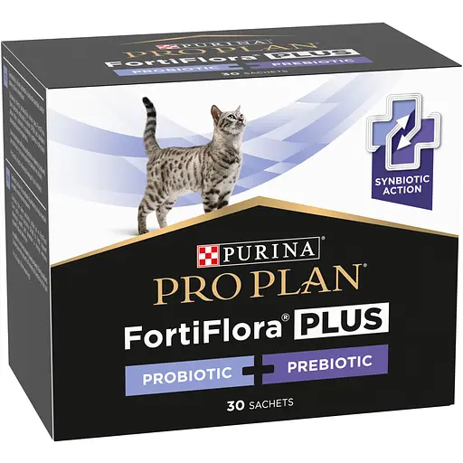 Уценка. Пробиотик с пребиотиком для взрослых кошек и котят Purina Pro Plan FortiFlora Plus для поддержания нормальной миклофлоры кишечника 45 г (30 x 1.5 г) - фото 2