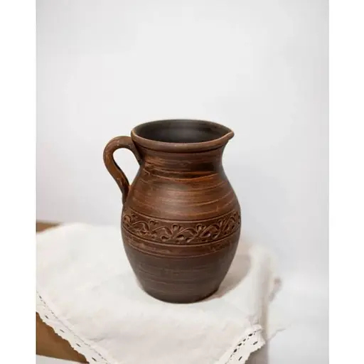 Кувшин керамический (глиняный) 2 л резной коричневый