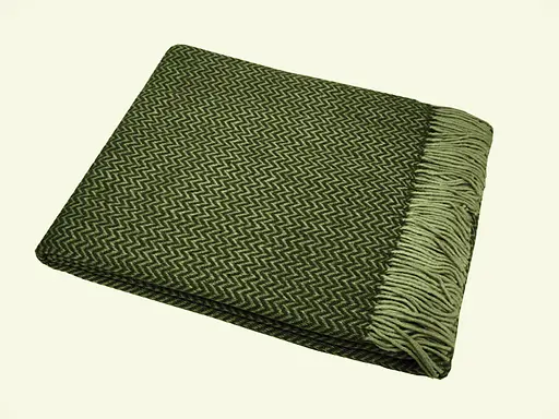 Плед вовняний Vladi Метро 140х200 ZigZag біло-хакі - фото 1