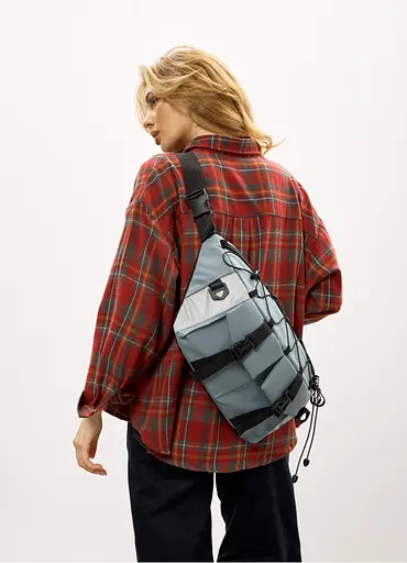 Женская сумка-бананка под ноутбук Sambag Urban Pro голубая 46×26 см (51411210) - фото 5