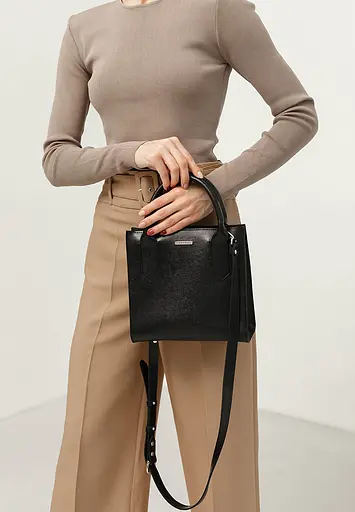 Шкіряна жіноча сумка-кроссбоді чорна Blackwood - фото 8