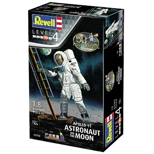 Сборная модель Revell Астронавт на Луне Миссия Аполлон 11 уровень 4 масштаб 1:8, 24 детали (RVL-03702) - фото 1