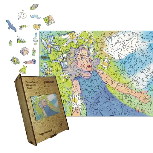 Деревянный фигурный пазл Мечтательница, А1, Деревянная коробка 500+ элементов