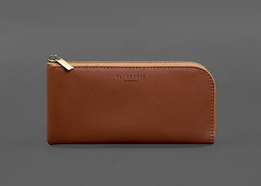 Кожаный портмоне-купюрник на молнии 14.1 светло-коричневый - фото 1