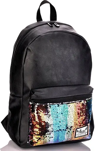 Молодежный рюкзак из искусственной кожи с пайетками 20L 2 черный Hash sum0028821 - фото 1