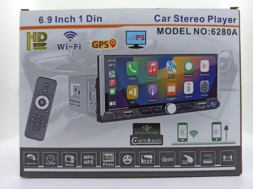 Автомагнитола 1DIN 6280A 2 x 32 ГБ с сенсорным экраном 6.9 диагональ Android 13 Bluetooth GPS Wi-Fi Черный - фото 7