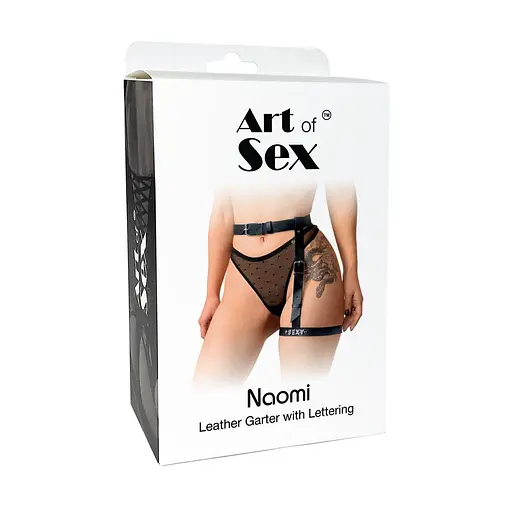 Гартер на ногу Art of Sex - Naomi с надписью SEXY, натуральная кожа, цвет черный - фото 4