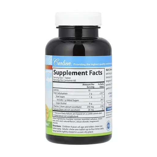 Вітаміни Carlson Laboratories Carlson For Kids Chewable Vitamin C 60 tabs (1086-2023-10-4563) - фото 2