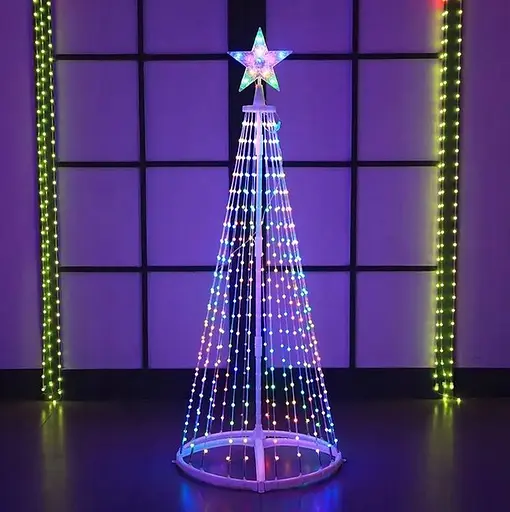 Новорічна конусна ялинка Sun Lamp розумна світлодіодна 340 лампочок RGB 250 см - фото 3