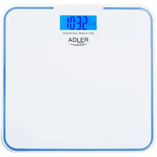 Весы напольные Adler AD 8183 white электронные/ 180кг/ 2хААА автовыключение/ синяя подсветка - фото 1