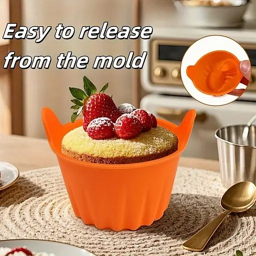 Набор из 10 силиконовых порционных формочек для выпечки кексов и десертов, Kitchen Master Розовый 87347 - фото 6