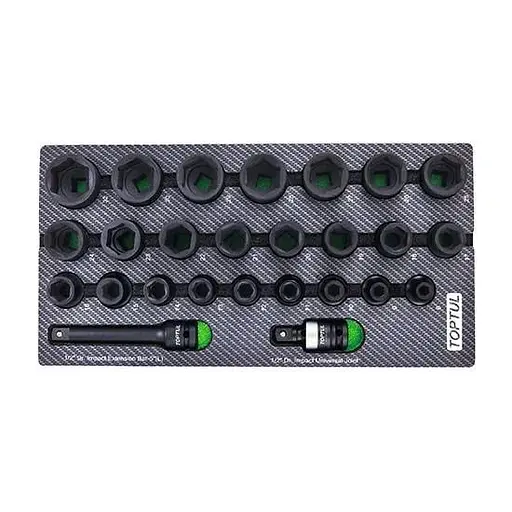 Набор ударных головок 1/2 8-32 мм 26 шт. (в ложементе, тип A) Toptul hoz0014663 - фото 1