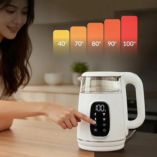 Електрочайник Adler AD 1305 white silver 1850-2200Вт/ 1.7л/ скло/ встановлення температури/ - фото 10