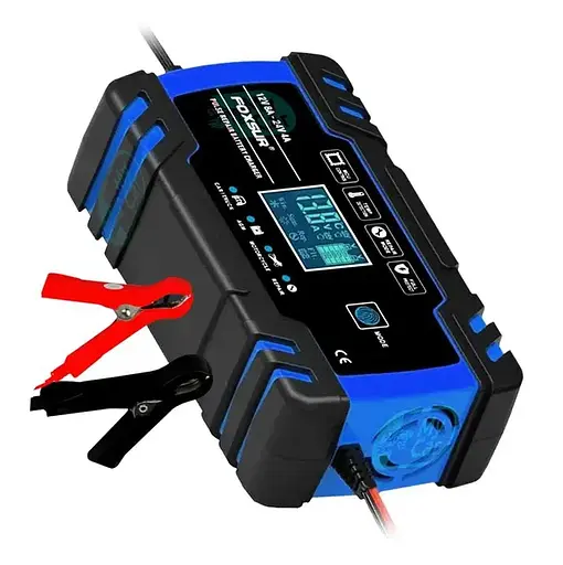 Зарядний пристрій для автомобільного акумулятора Foxsur 12V-24V 8A (Синій) - фото 2