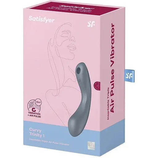 Вакуумный стимулятор с вибрацией Satisfyer Curvy Trinity 1 BlueGrey 3 в 1 - фото 6