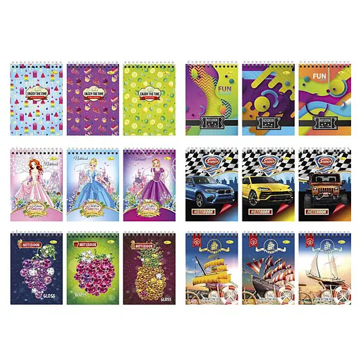 Блокнот А6 Б-П6-80, 80 листов, пружина боковая, ассортимент