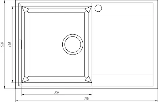 Кухонна мийка гранітна Globus Lux Komo мигдаль 790x500мм-А0008, Терра - фото 4