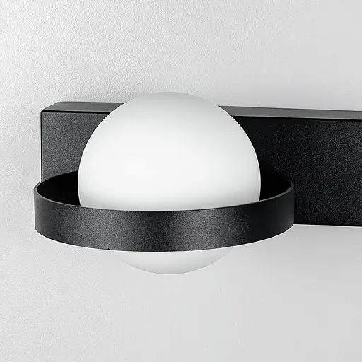 Ліве чорне бра на 2 вимикачі з білим плафоном та спотом 40 см Line F Арт. B98/2 L BK (лівий) - фото 2