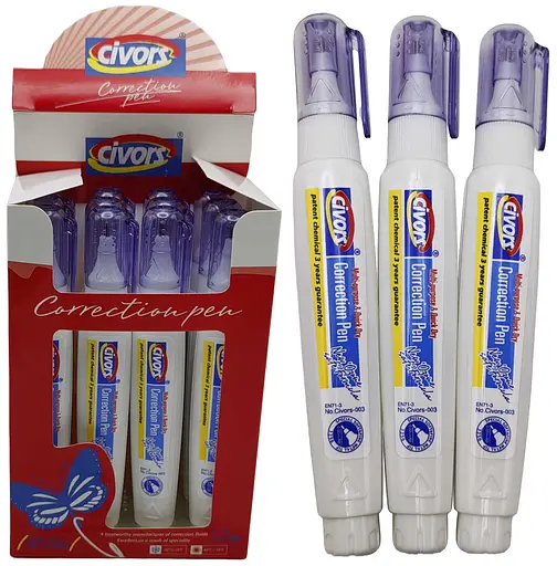 Набір коректорів, СIVORS, CV-003, з металевим наконечником, 12 шт. по 7 мл