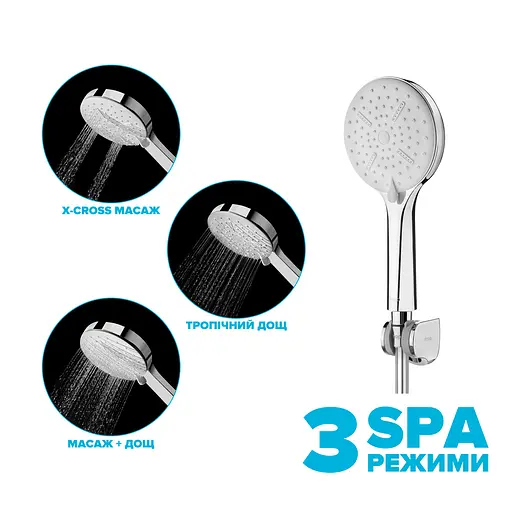 Душевой набор Drop MULTI120-3WH+SET (лейка для душа + шланг + крепление) - фото 2