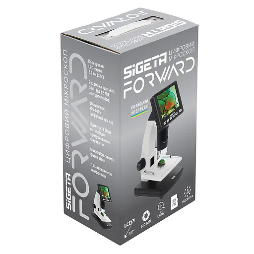 Цифровой микроскоп SIGETA Forward 10x-500x 5.0 MP 3.5" LCD (65503) - фото 8