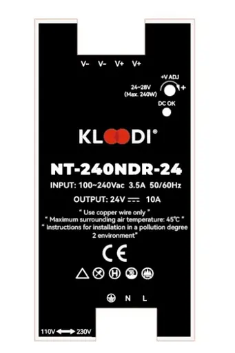 Блок живлення на дінрейку 240W 24V IP20 KLOODI KDPS-NDR 240 24V - фото 1
