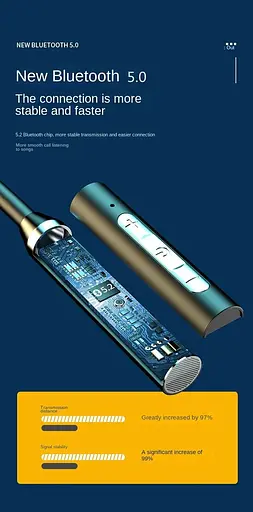 Беспроводные нашейные наушники WH001K, BT5.0, вакуумные, IPX5, 280mAh, 8h, black - фото 5