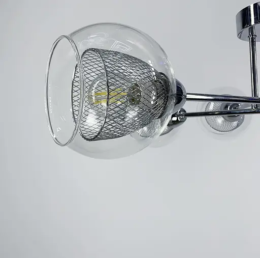 Cвітильник в корпусі метал кольору хром з подвійним плафоном | Арт. 1718/6 CH+CL | Line F - фото 6