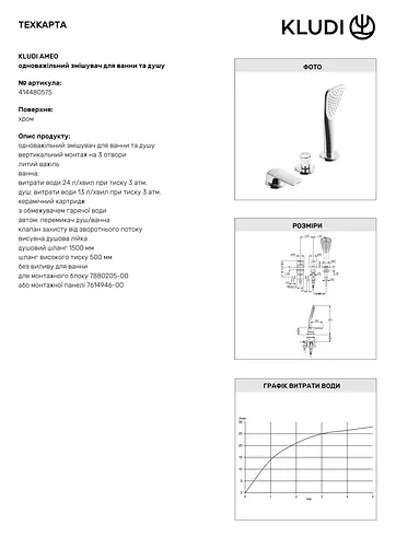 Змішувач для ванни Kludi Ameo 414480575 - фото 3