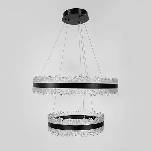 Волшебная подвесная люстра в черном корпусе с двумя кольцами Ø 60+40 см | Ст. MJ304-600+400 BK | Line F - фото 7