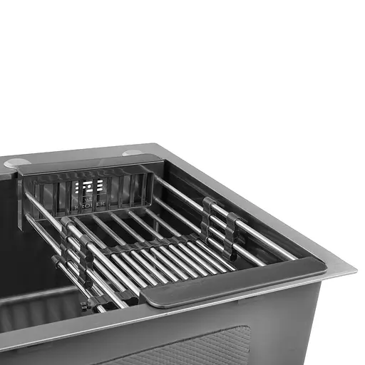 Кухонная мойка Kroner KRP Schwarze - 5050HM PVD (3,0/1,0 мм) CV022793, Черный - фото 7