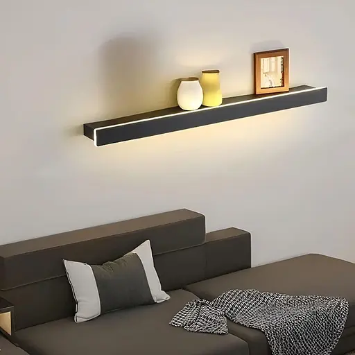 Настінний LED світильник Line F із функцією полички 80 см Арт. WB 029/800 BK - фото 5