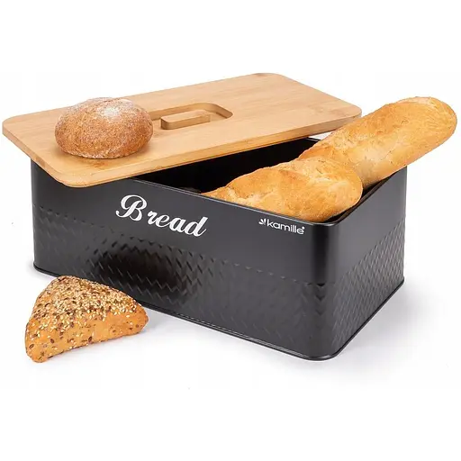 Хлібниця Kamille із нержавіючої сталі з бамбуковою кришкою KM-1124 - фото 3