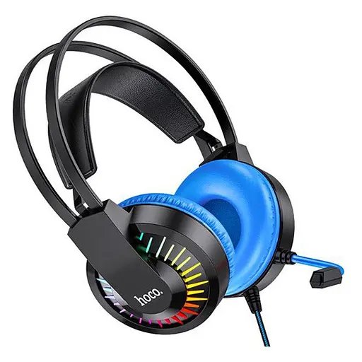 Hoco W105 Joyful Gaming ігрові навушники з мікрофоном і LED підсвічуванням чорно-сині - фото 2