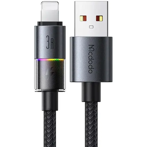 Кабель Mcdodo USB-A to Lightning Cable with 7 Colorful Lights 1.2 м CA-8170 Чорний