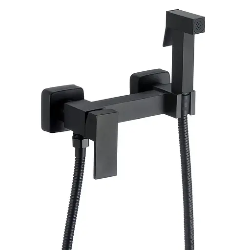 Змішувач для гігієнічного душу зовнішнього монтажу Zerix FTK-222 black ZX5842, Чорний матовий - фото 1