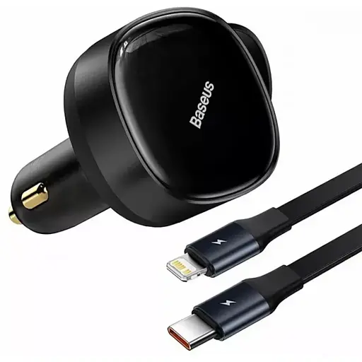 Зарядное устройство для автоадаптер 2 в 1 Baseus Enjoyment Retractable Type-C + Type-C 33 W - фото 1