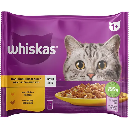 Корм для котів Whiskas курка/індичка в желе 4 шт. x 85 г - фото 1