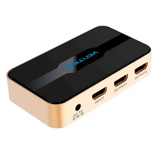 Сплітер Vention 1 In 2 Out HDMI Splitter 4K 30Hz Gold Aluminum Alloy Type EU Standard (ACBG0-EU) - фото 1
