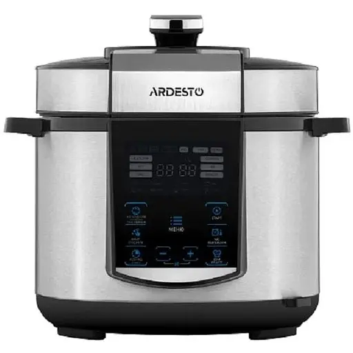 Мультиварка-скороварка Ardesto MPC-P225 Silver 900W 5л 22 програми керування сенсорне дисплей регулювання температури таймер регулювання температури книга рецептів