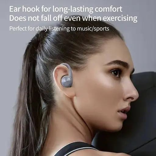 Бездротові спортивні Bluetooth навушники TWS J92 з тканинним зарядним кейсом, сенсорами управління Сірі - фото 10